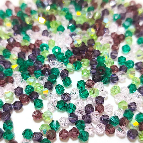 Krakovski Crystal Bicone Beads 4mm GRAPE VINE COLOR MIX